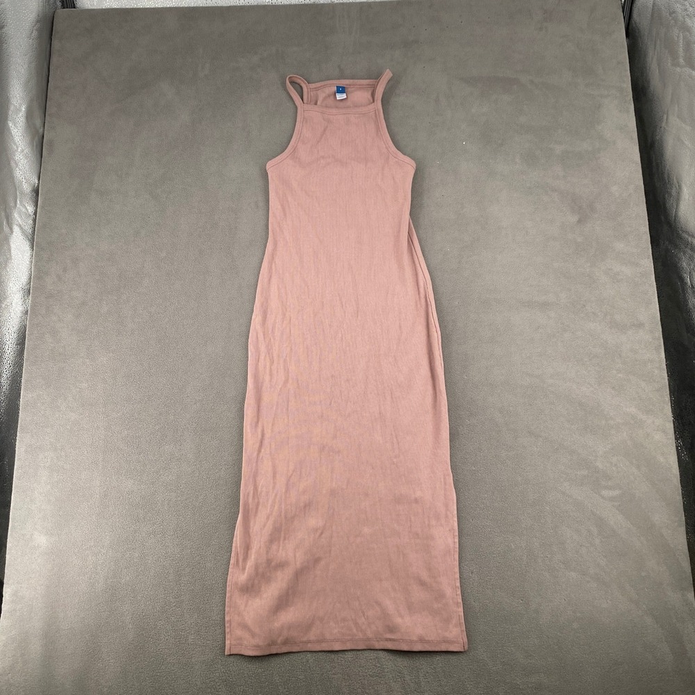 Old Navy Womens Ribbed High Neck Side Slit Maxi Dress Pink Small 5846